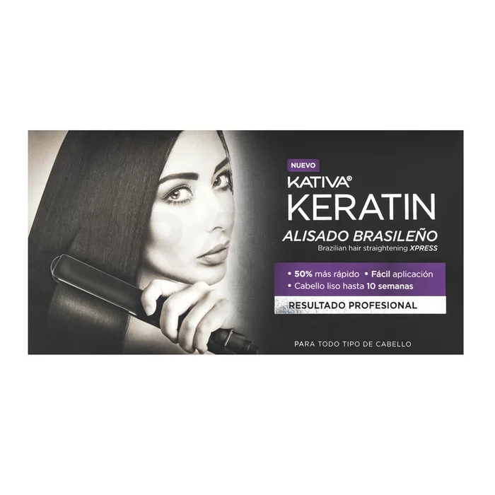 Kativa Brazilian Hair Streightening Xpress Kit készlet keratinnal haj kiegyenesítésére 35 ml + 35 ml + 100 ml