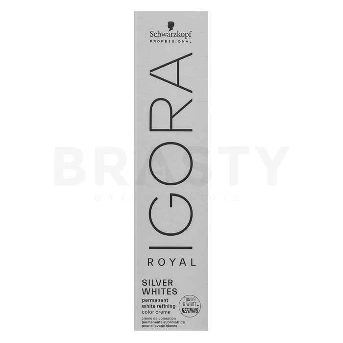 Schwarzkopf Professional Igora Royal SilverWhite Permanent White Refining Color Creme professionele permanente haarkleuring voor platinablond en grijs haar Pigeon-Gray 60 ml