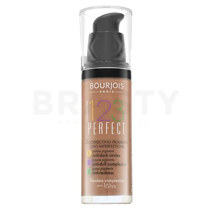 Bourjois 123 Perfect Foundation Flüssiges Make Up für Unregelmäßigkeiten der Haut 57 Light Tan 30 ml