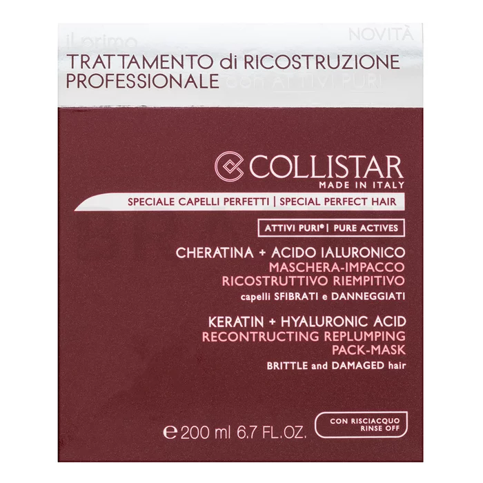 Collistar Special Perfect Hair Keratin+Hyaluronic Acid Mask cura di cheratina rigenerativa per capelli molto danneggiati 200 ml