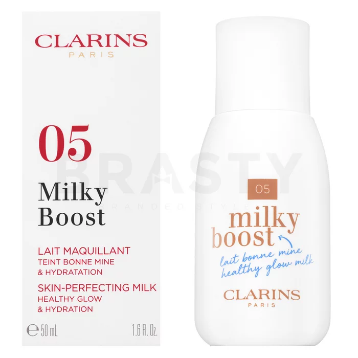 Clarins Milky Boost Foundation tonifiërende en hydraterende emulsie voor een uniforme en stralende teint 05 Sandalwood 50 ml