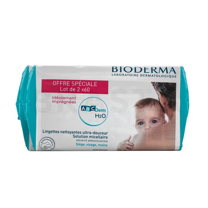 Bioderma ABCDerm micelarni robčki H2O Lingettes Biodégradables 2x60 pcs