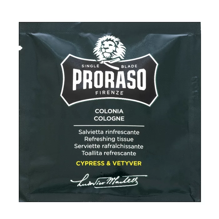 Proraso Cypress And Vetiver Refreshing Tissues 6 Pieces upokojujúce pleťové obrúsky pre citlivú a suchú pleť