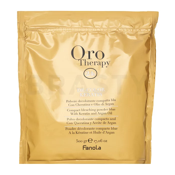 Fanola Oro Therapy De-Color Keratin Compact Bleaching Powder Blue puder dla rozjaśnienia włosów 500 g