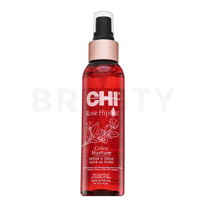 CHI Rose Hip Oil Color Nurture Repair & Shine Leave-In Tonic Haartonikum zur Regeneration, Nahrung und Schutz des Haares 118 ml