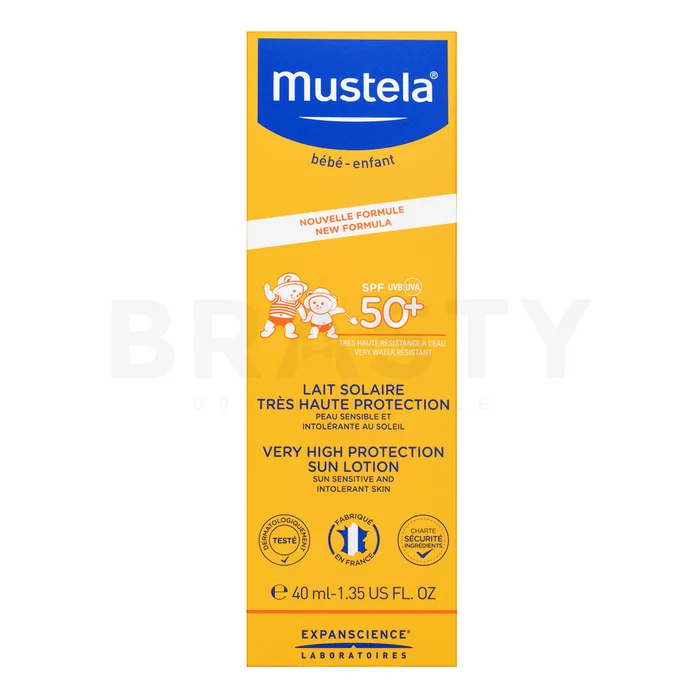 Mustela Bébé Very High Protection Sun Lotion SPF50+ naptej gyerekeknek 40 ml