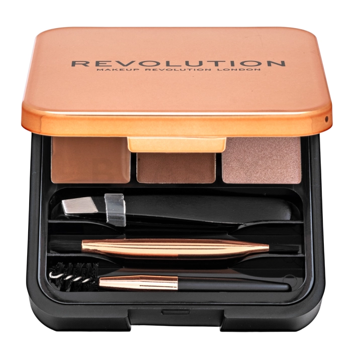 Makeup Revolution Brow Sculpt Kit paletta a szemöldök sminkeléséhez Brown