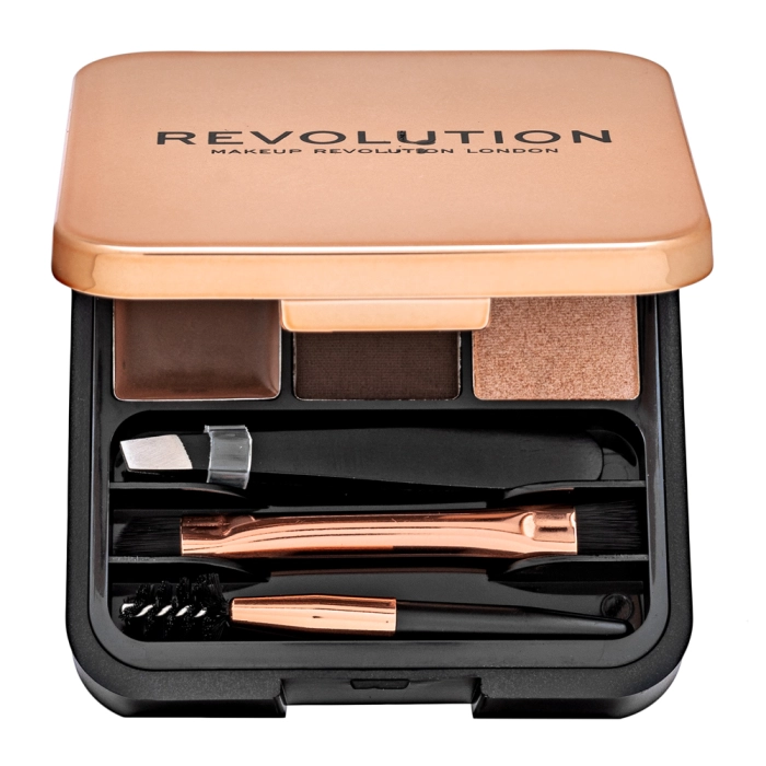 Makeup Revolution Brow Sculpt Kit paletta a szemöldök sminkeléséhez Dark
