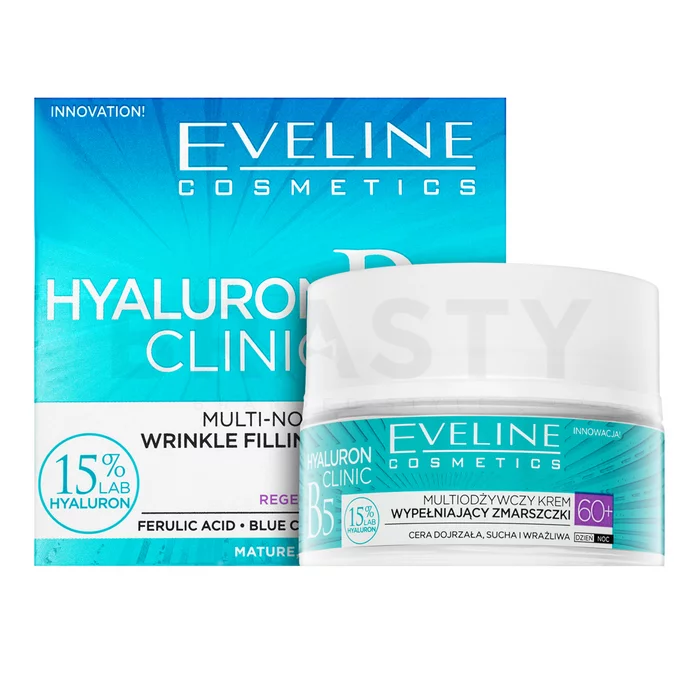 Eveline Hyaluron pomlajevalna krema za kožo Clinic Day And Night Anti-Wrinkles Cream 60+ 50 ml