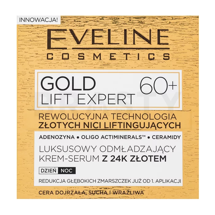 Eveline Gold Lift Expert Luxurious Rejuvenating Cream Serum 60+ cremă cu efect de lifting și întărire anti riduri 50 ml
