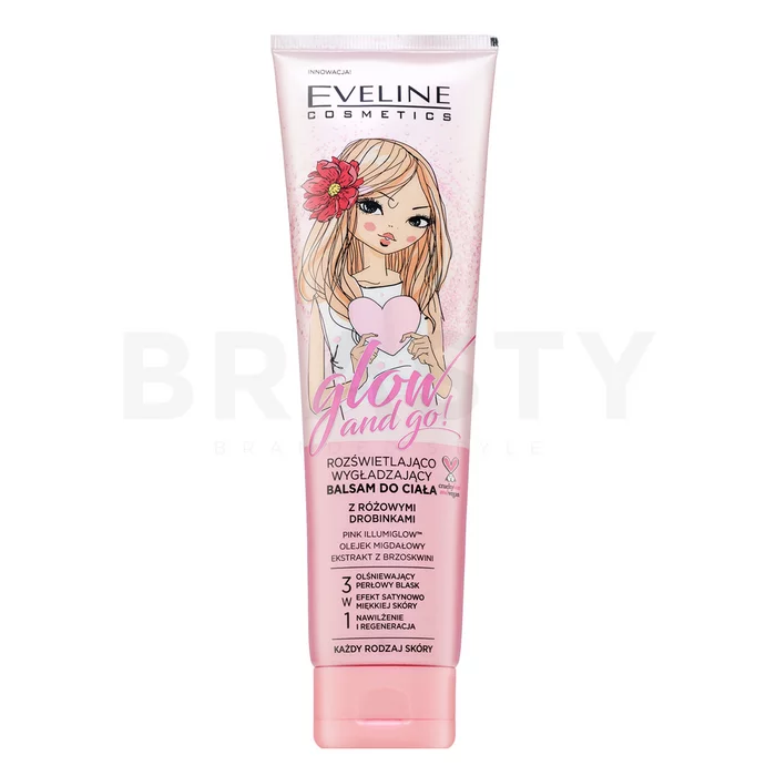 Eveline Glow And Go! Highlighting Moisturising Body Balm hydratačný krém s trblietkami 150 ml