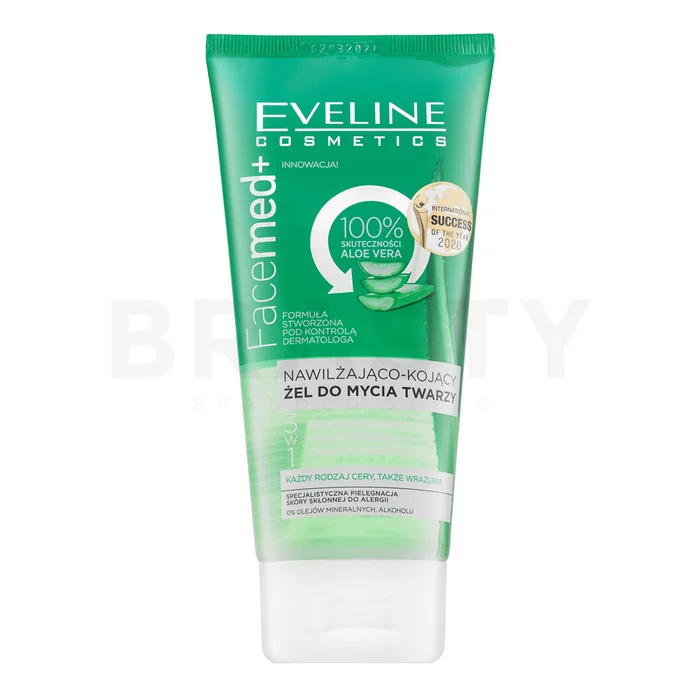 Eveline FaceMed+ 100% Aloe Vera Moisturising And Soothing Facial Wash Gel gel de curățare cu efect de hidratare 150 ml