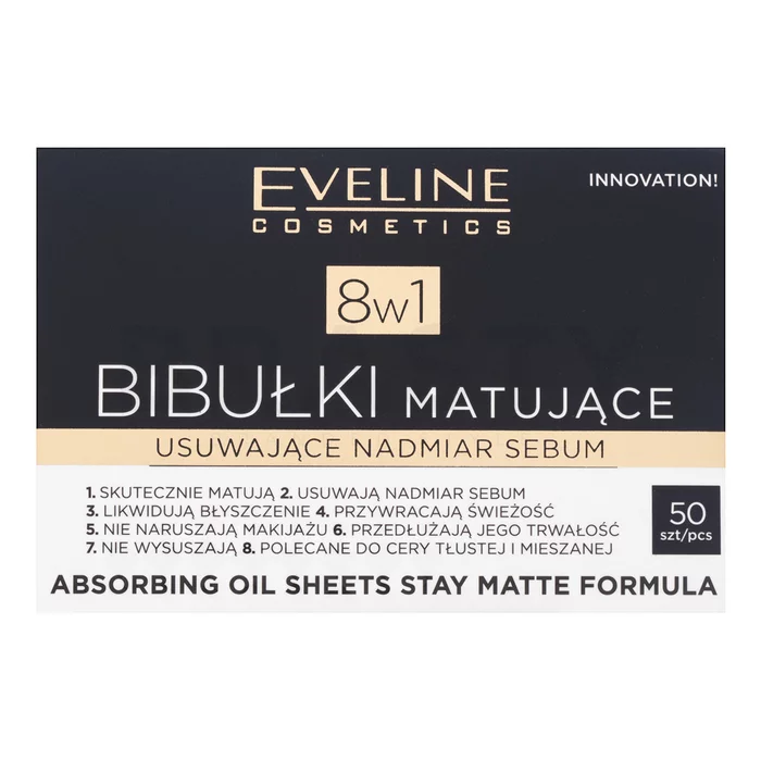 Eveline Absorbing Oil Sheets Stay Matte Formula 50 pcs voor de vette huid