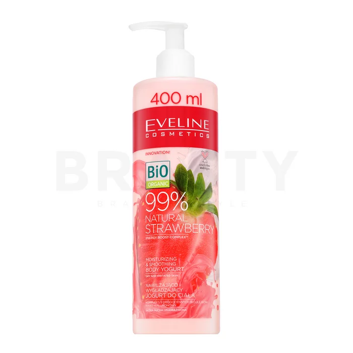 Eveline Bio Organic vlažilni losjon za telo 99% Natural Strawberry Moisturising & Smoothing Body Yoghurt 400 ml
