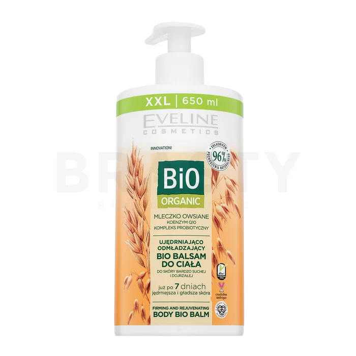 Eveline Bio Organic Oat Milk Firming & Rejuvenating Body Bio Balm cremă cu efect de lifting și întărire pentru toate tipurile de piele 650 ml