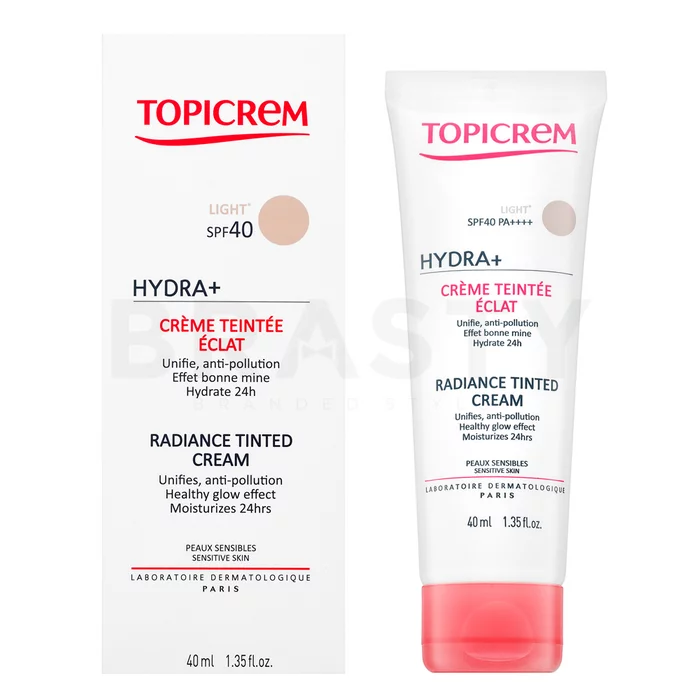 Topicrem HYDRA+ obarvana barvna krema Radiance Tinted Cream SPF40 - Light 40 ml