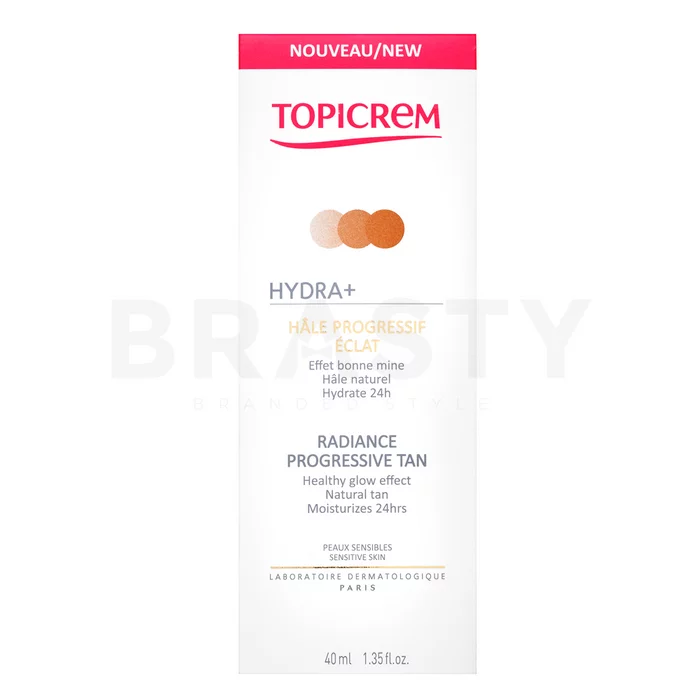 Topicrem HYDRA+ Radiance Progressive Tan arc krém az egységes és világosabb arcbőrre 40 ml