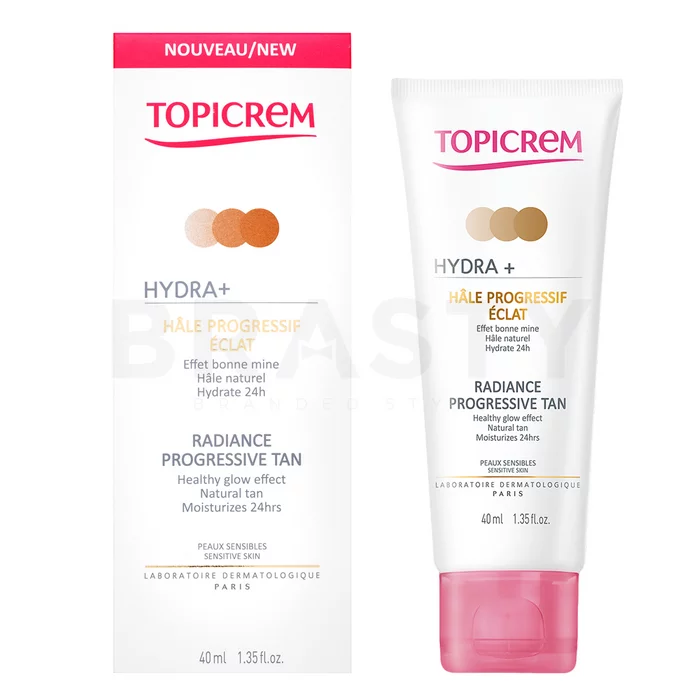 Topicrem HYDRA+ Radiance Progressive Tan arc krém az egységes és világosabb arcbőrre 40 ml