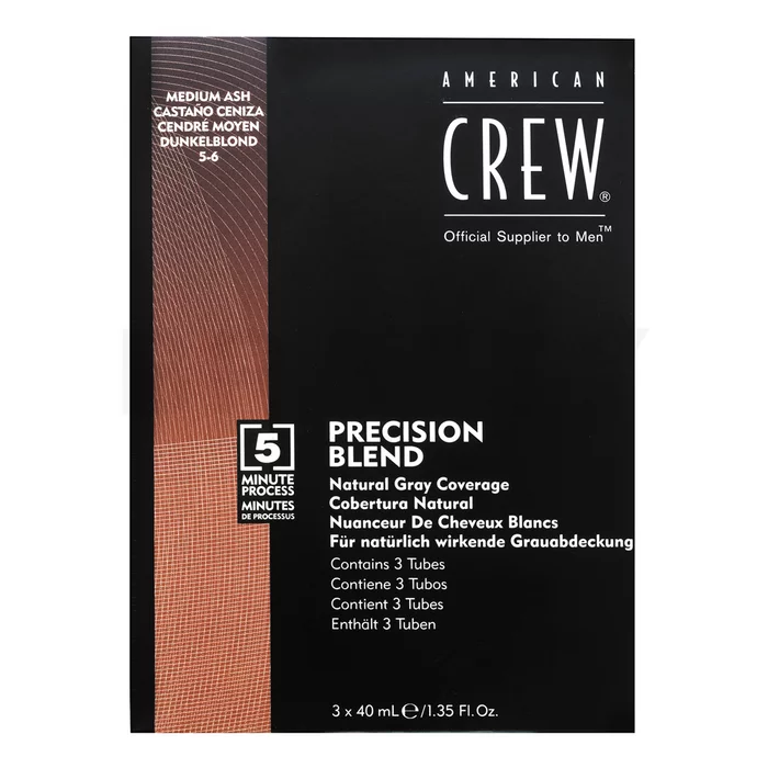 American Crew Precision Blend Natural Gray Coverage haarkleur voor mannen Medium Ash 5-6 3 x 40 ml