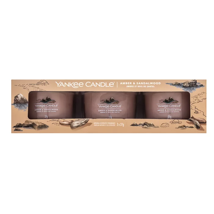 Yankee Candle Amber & Sandalwood Votivkerze 3 x 37 g