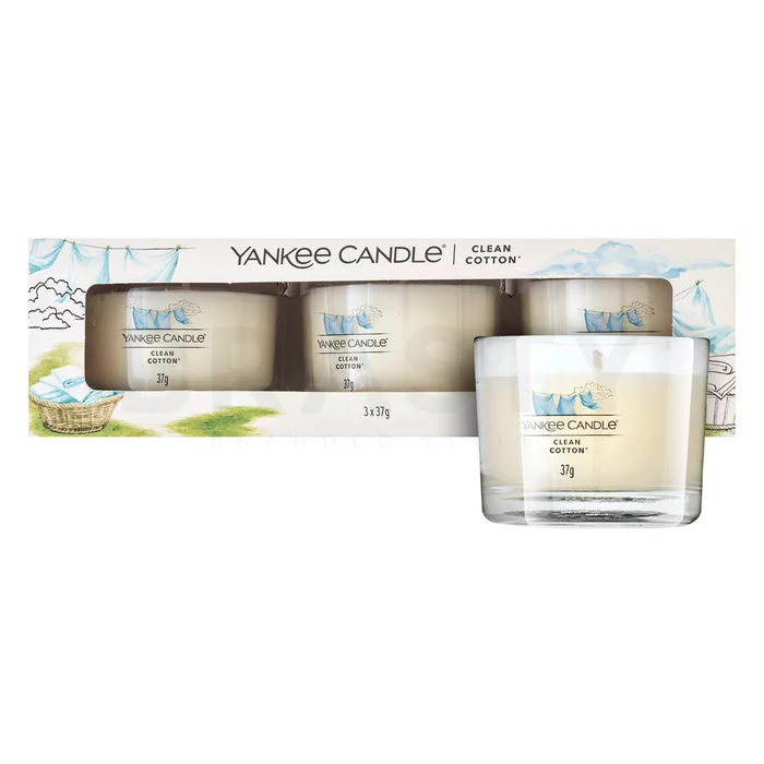 Yankee Candle Clean Cotton candela votiva 3 x 37 g