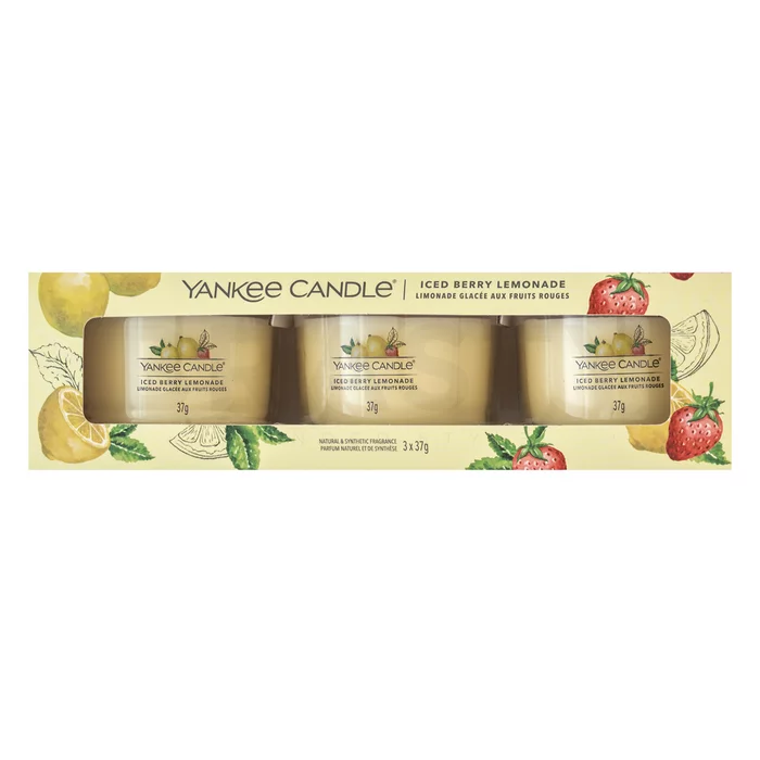 Yankee Candle Iced Berry Lemonade votívna sviečka 3 x 37 g