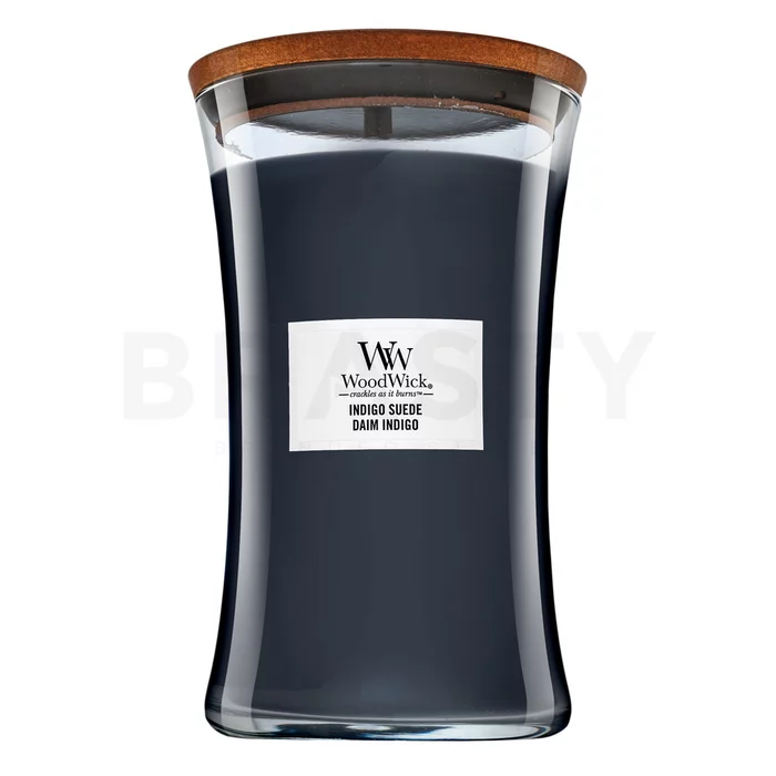Woodwick Indigo Suede lumânare parfumată 610 g