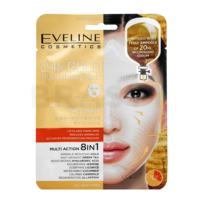 Eveline 24k Gold Nourishing Elixir plátýnková maska pro všechny typy pleti 20 ml