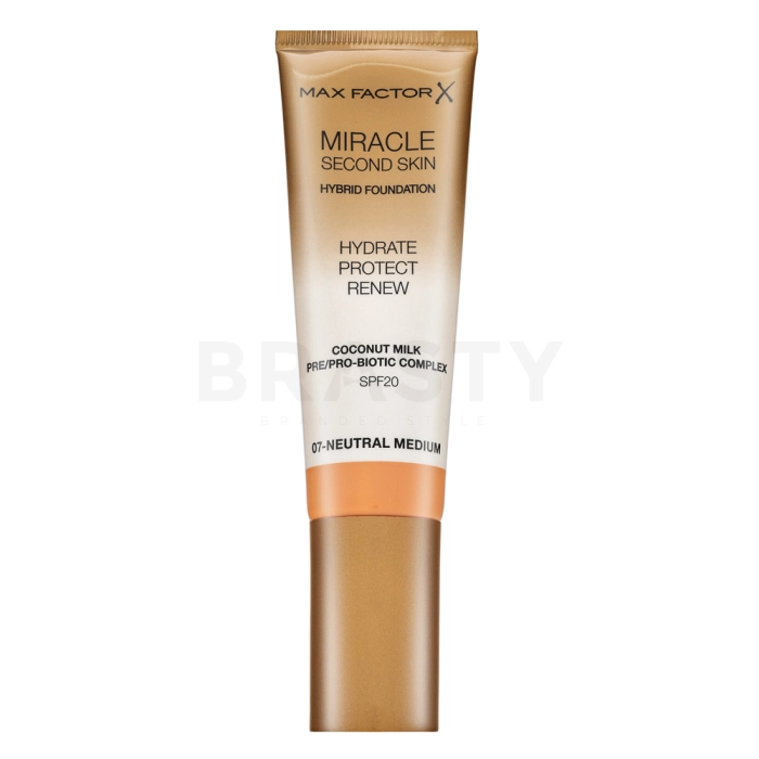 Max Factor Miracle Second Skin Hybrid Foundation SPF20 dlhotrvajúci make-up s hydratačným účinkom 07 Neutral Medium 30 ml