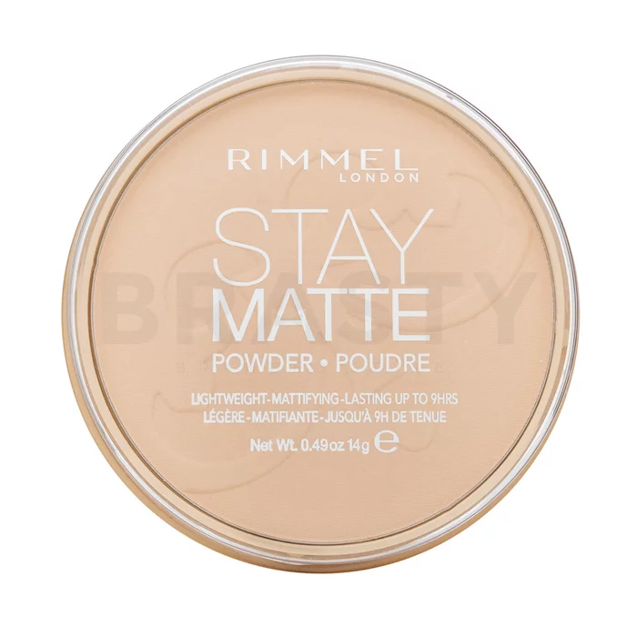 Rimmel London Stay Matte Long Lasting Pressed Powder púder so zmatňujúcim účinkom 001 Transparent 14 g