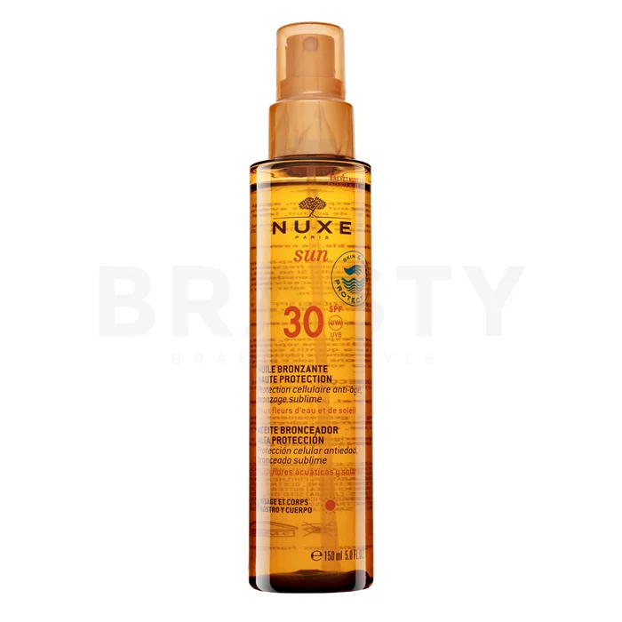 Nuxe Sun Huile Bronzante Haute Protection SPF30 spray opalovací olej na obličej a tělo 150 ml