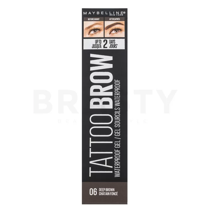 Maybelline Tattoo Brow Waterproof Gel vodeodolný gél na obočie 06 Deep Brown 5 ml