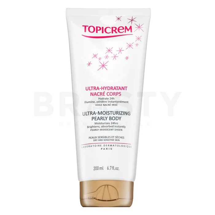 Topicrem Ultra-Moisturizing Pearly Body hidratáló testápoló gyöngyház fénnyel 200 ml