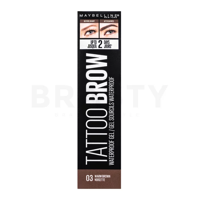 Maybelline Tattoo Brow Waterproof Gel vodeodolný gél na obočie 03 Warm Brown 5 ml
