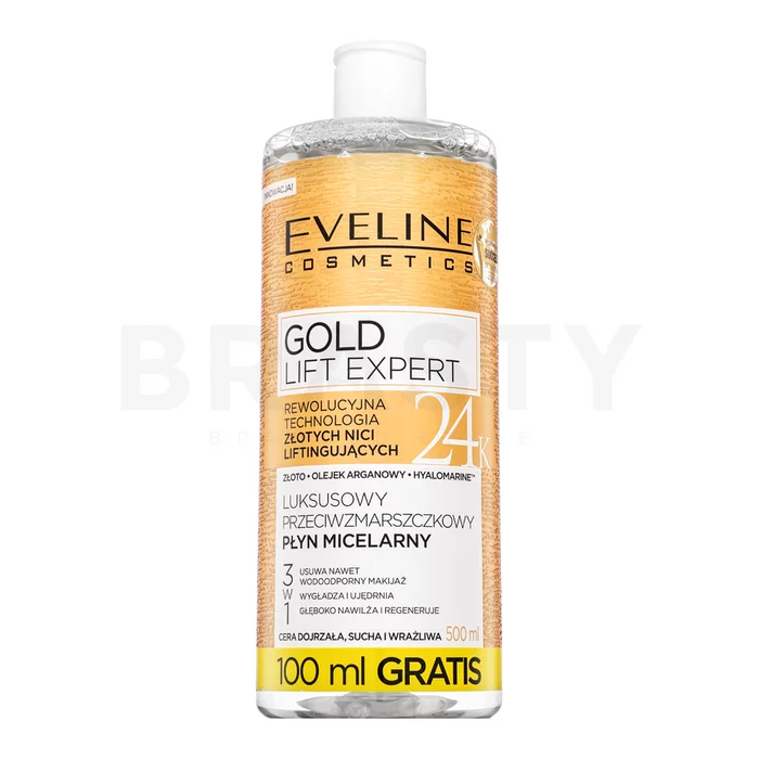 Eveline Gold Lift Expert micelarna voda za odstranjevanje ličil Anti-age Micellar Water 500 ml