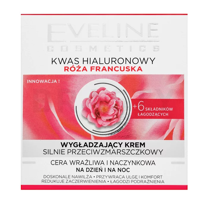 Eveline French Rose Hialuron Smoothing Face Cream hydratační krém pro všechny typy pleti 50 ml