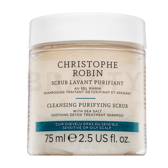 Christophe Robin Cleansing Purifying Scrub With Sea Salt пилингов шампоан За всякакъв тип коса 75 ml