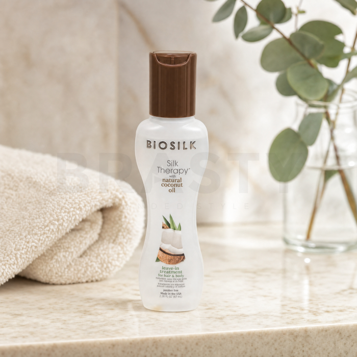 BioSilk Silk Therapy Organic Coconut Oil Leave-In Treatment bezoplachová péče pro hebkost a lesk vlasů 67 ml