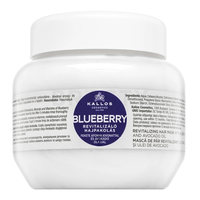 Kallos Blueberry Revitalizing Hair Mask voor droog en beschadigd haar 275 ml