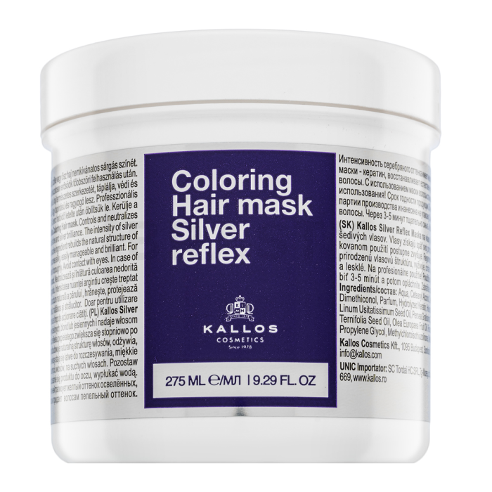 Kallos Silver Reflex Hair Mask neutraliserend masker voor platinablond en grijs haar 275 ml