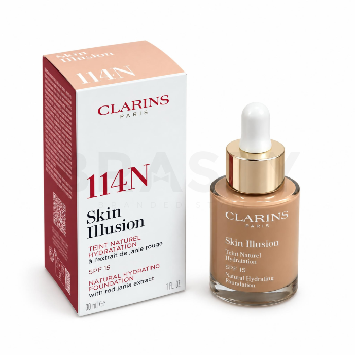Clarins Skin Illusion Natural Hydrating Foundation maquillaje líquido con efecto hidratante 114 Cappuccino 30 ml