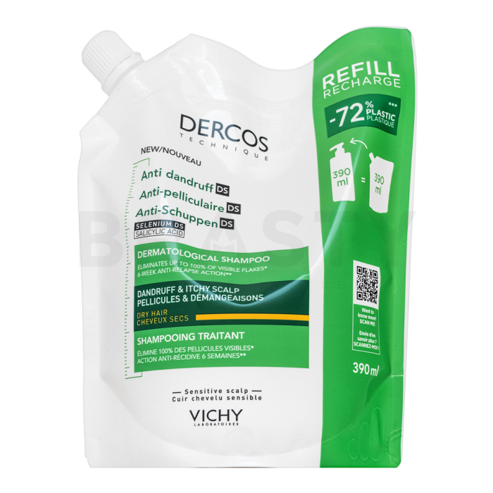 Vichy Dercos Anti-Dandruff Dry Hair Dermatological Shampoo šampon za krepitev proti prhljaju za suhe in barvane lase Refill 390 ml