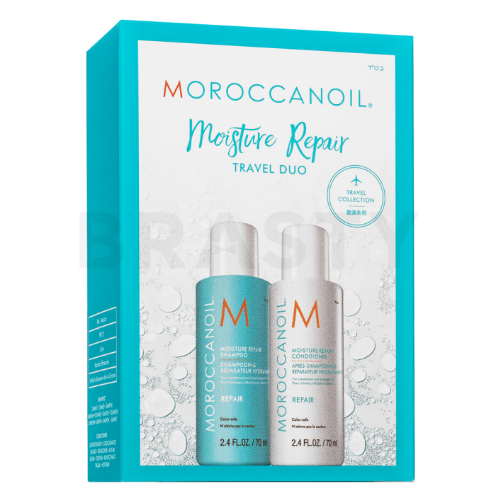 Moroccanoil Moisture Repair Travel Duo nastavite za poškodovane lase 2 x 70 ml