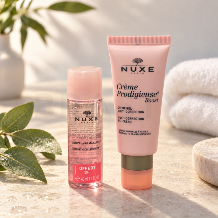 Nuxe Creme Prodigieuse Boost komplet za nego kože Multi Correction Gel Cream + Very Rose 3-in-1 Soothing Micellar Water 40 ml + 40 ml