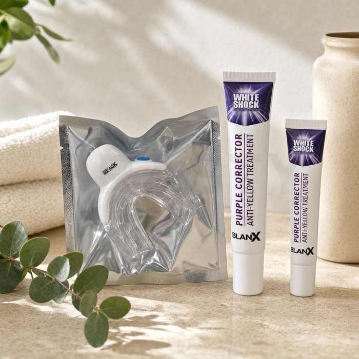BlanX White Shock Purple Corrector tandenbleekset Anti-Yellow Treatment + LED 20 ml