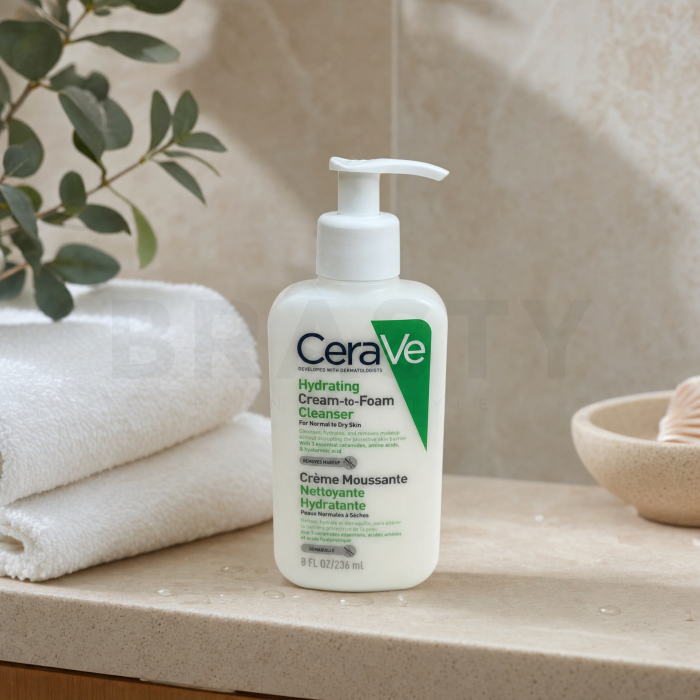 CeraVe Hydrating crema de curatare sub forma de spuma Cream-to-Foam Cleanser 236 ml