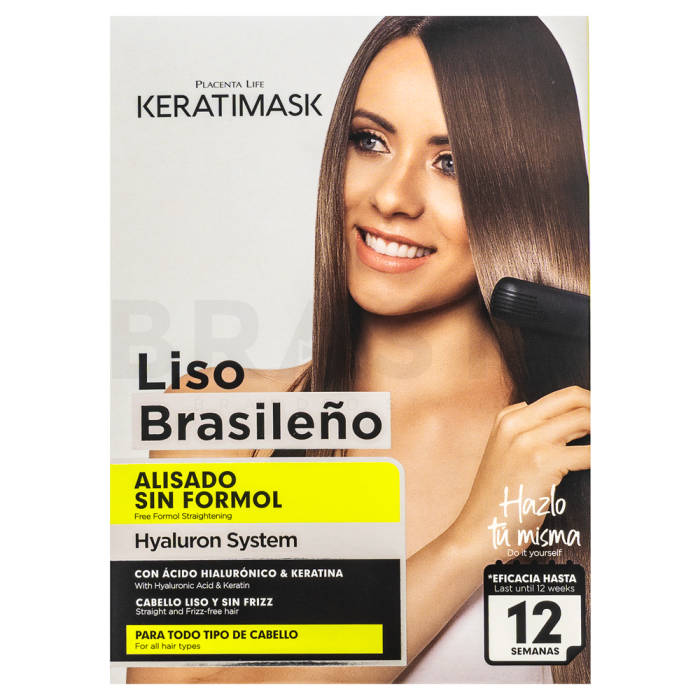 Placenta Life Keratimask Brazilian Straightening Kit kit met keratine om het haar steil te maken 240 ml
