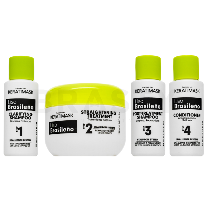 Placenta Life Keratimask Brazilian Straightening Kit kit met keratine om het haar steil te maken 240 ml