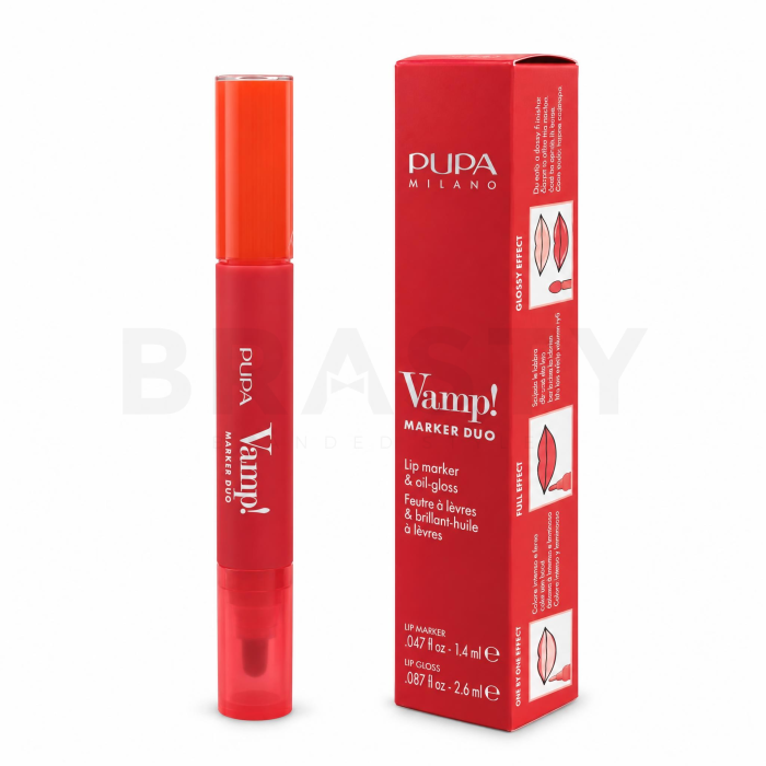 Pupa Vamp! Marker Duo Lip Tint & Oil Gloss маркер и олио-гланц за устни 007 Red Potion