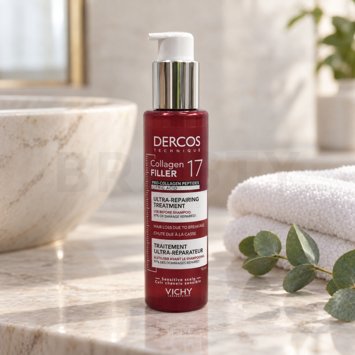 Vichy Dercos Collagen Filler 17 Ultra-Repairing Treatment predšampónová starostlivosť pre posilnenie vlasového vlákna 150 ml